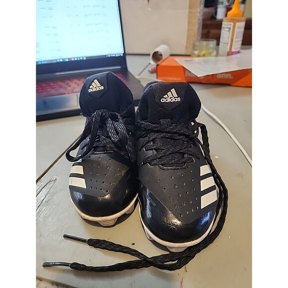 Youth Adidas Baseball Icon 4 MD Cleats Black White Size 12K Kids - Picture 12 of 12